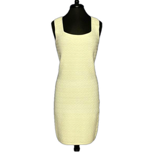 Cache Off White Sleeveless Bodycon Midi Exposed Zipper Women’s Dress Size Medium